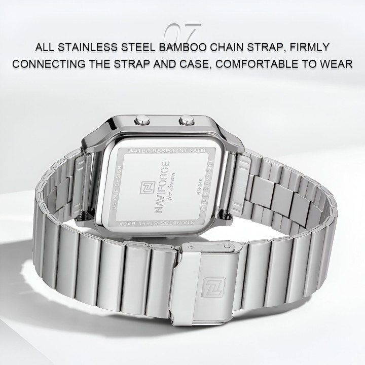Reloj Naviforce Sport Nf5046 Mujer Digital Acero + Estuche