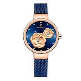 Reloj Naviforce Casual Nf5013 Flor Mujer Acero + Estuche