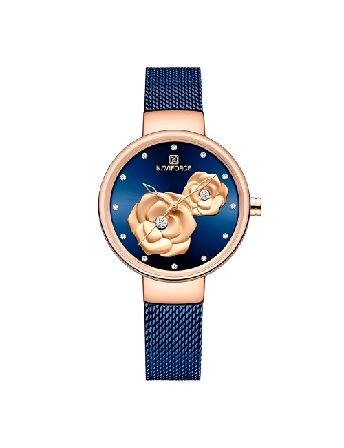Reloj Naviforce Casual Nf5013 Flor Mujer Acero + Estuche