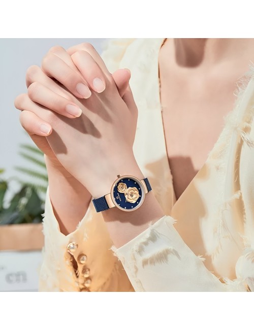 Reloj Naviforce Casual Nf5013 Flor Mujer Acero + Estuche