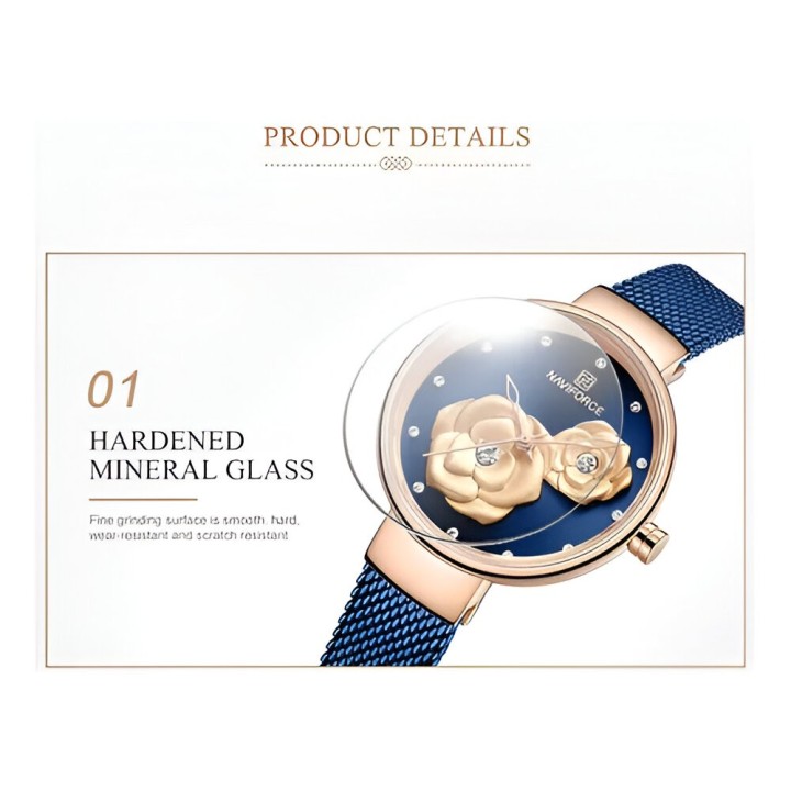 Reloj Naviforce Casual Nf5013 Flor Mujer Acero + Estuche
