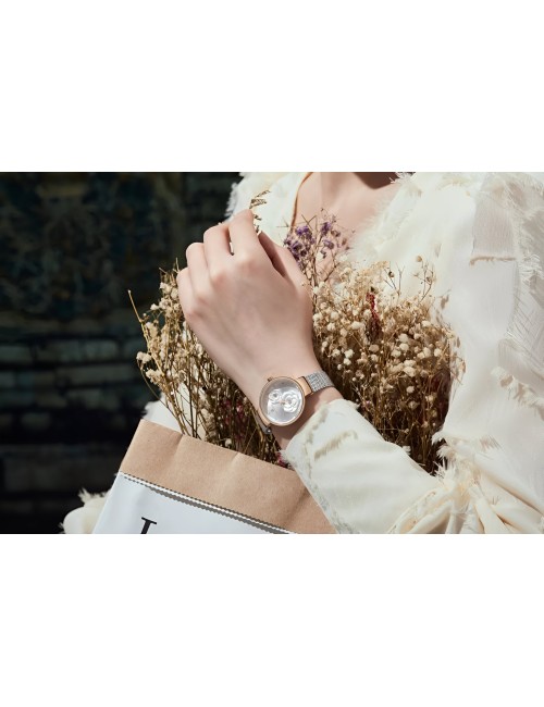 Reloj Naviforce Casual Nf5013 Flor Mujer Acero + Estuche