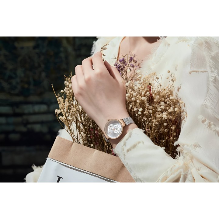 Reloj Naviforce Casual Nf5013 Flor Mujer Acero + Estuche