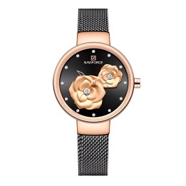 Reloj Naviforce Casual Nf5013 Flor Mujer Acero + Estuche