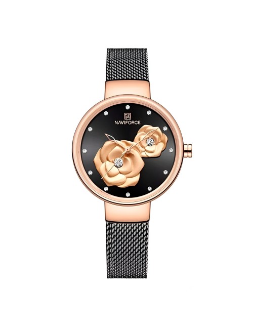 Reloj Naviforce Casual Nf5013 Flor Mujer Acero + Estuche