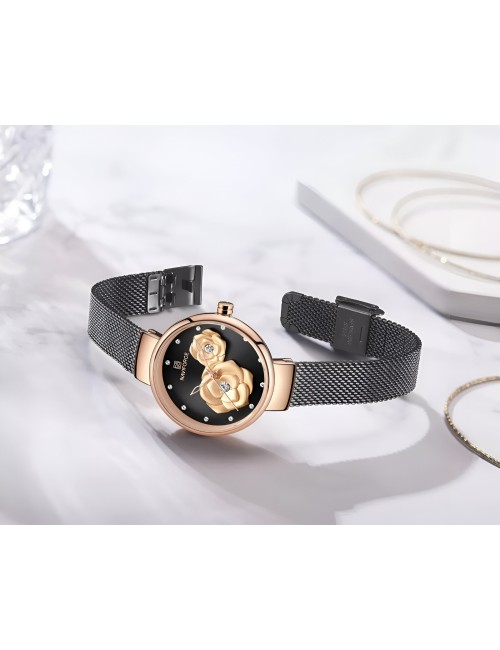 Reloj Naviforce Casual Nf5013 Flor Mujer Acero + Estuche