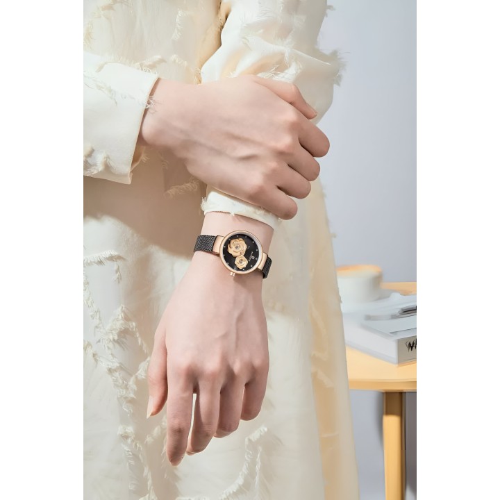 Reloj Naviforce Casual Nf5013 Flor Mujer Acero + Estuche