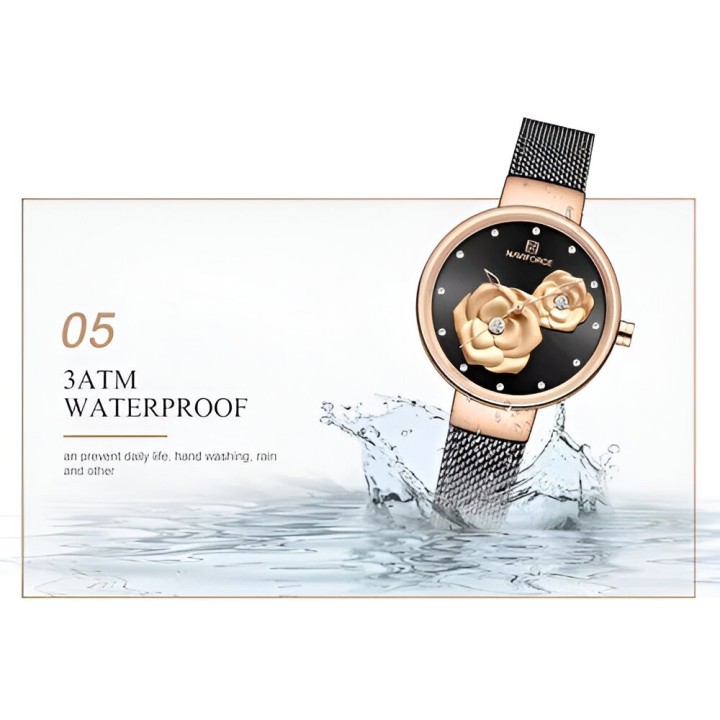 Reloj Naviforce Casual Nf5013 Flor Mujer Acero + Estuche