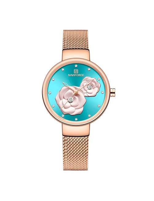 Reloj Naviforce Casual Nf5013 Flor Mujer Acero + Estuche