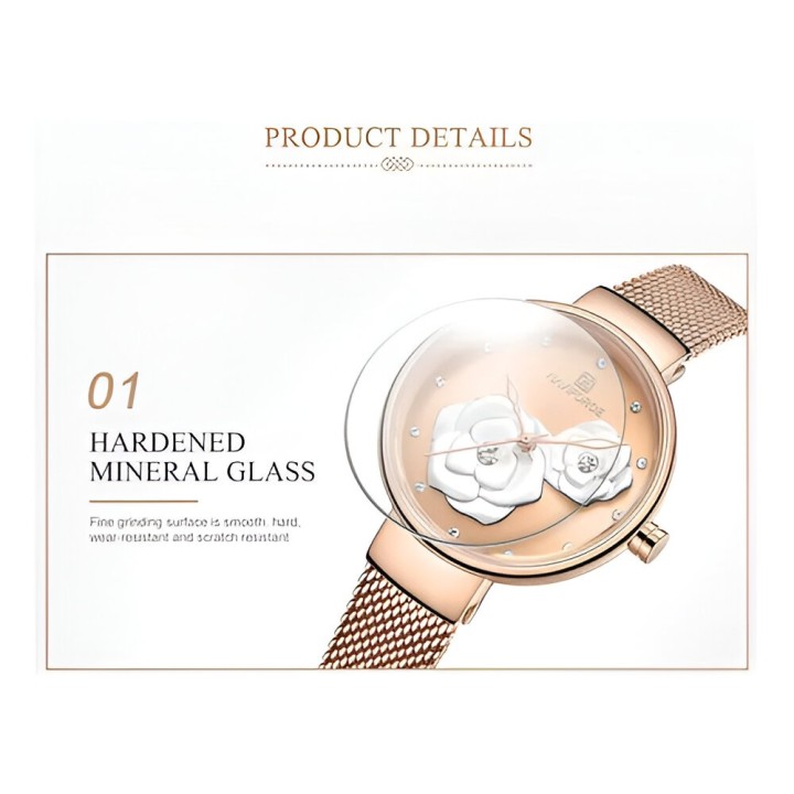 Reloj Naviforce Casual Nf5013 Flor Mujer Acero + Estuche