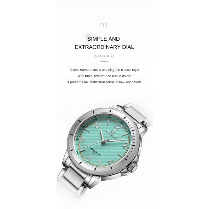 Reloj Naviforce Casual Nf5021 Mujer Acero + Estuche