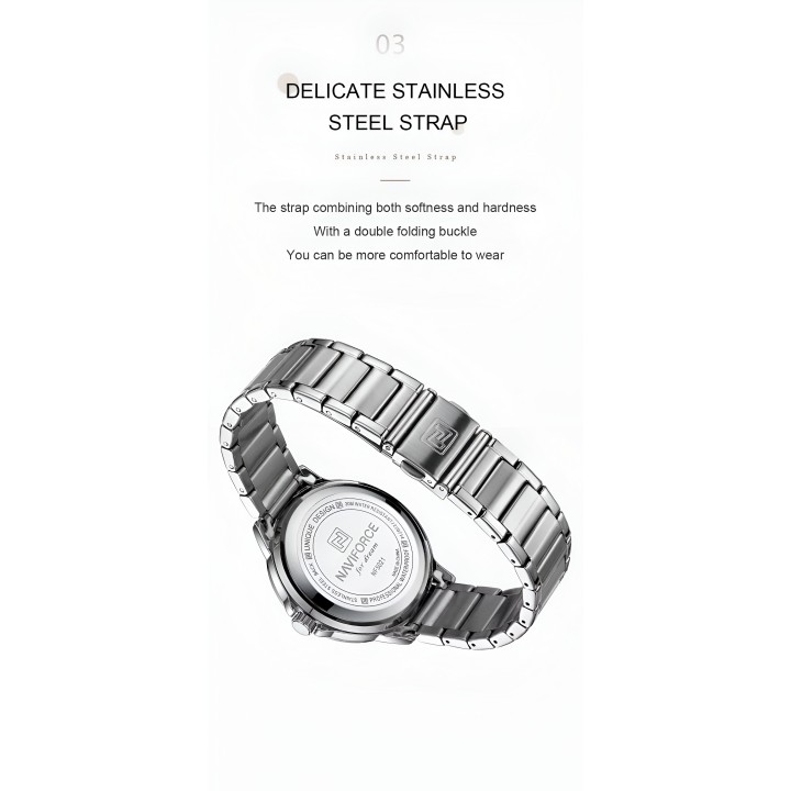 Reloj Naviforce Casual Nf5021 Mujer Acero + Estuche