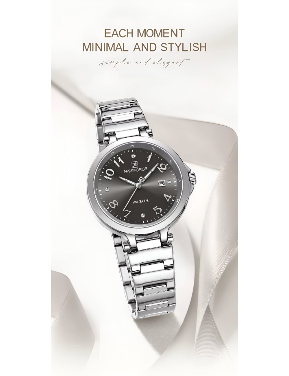 Reloj Naviforce Casual Nf5033 Mujer Acero + Estuche