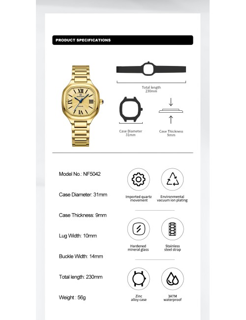 Reloj Naviforce Casual Nf5042 Mujer Acero + Estuche