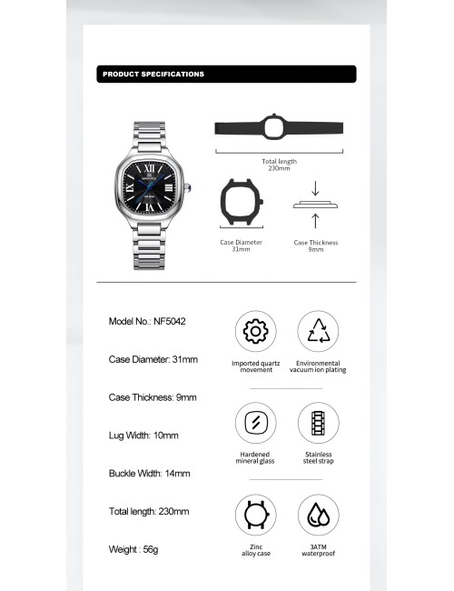 Reloj Naviforce Casual Nf5042 Mujer Acero + Estuche