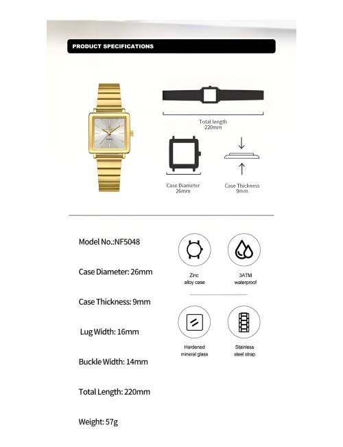 Reloj Naviforce Casual Nf5048 Mujer Acero + Estuche