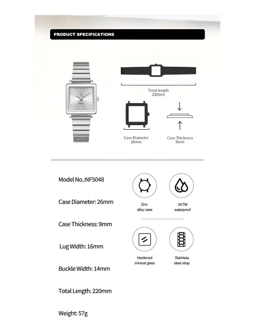 Reloj Naviforce Casual Nf5048 Mujer Acero + Estuche