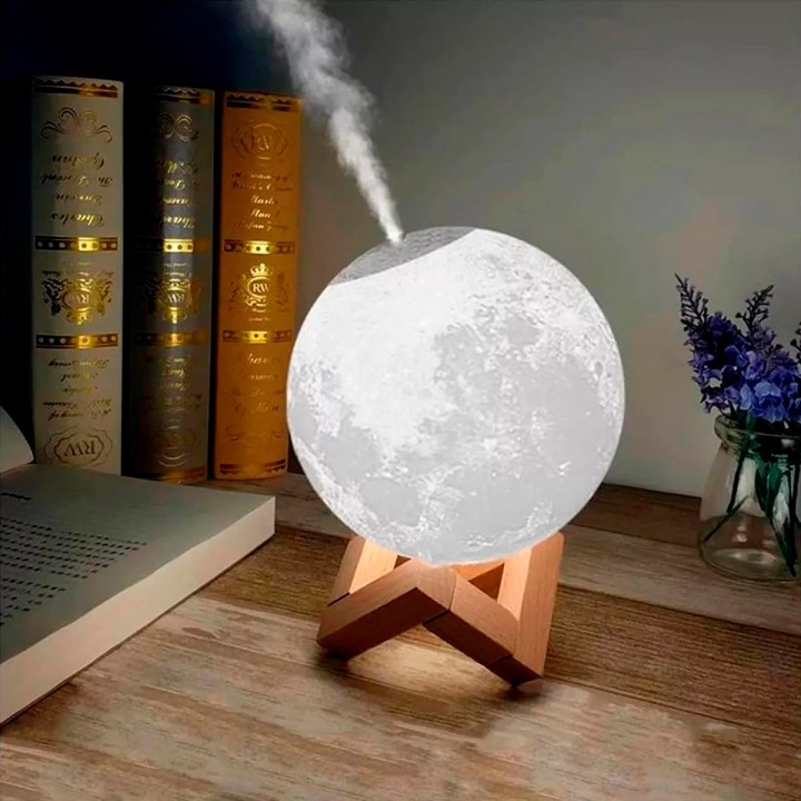 Humidificador Lámpara Luna Led Difusor Aroma Recargable