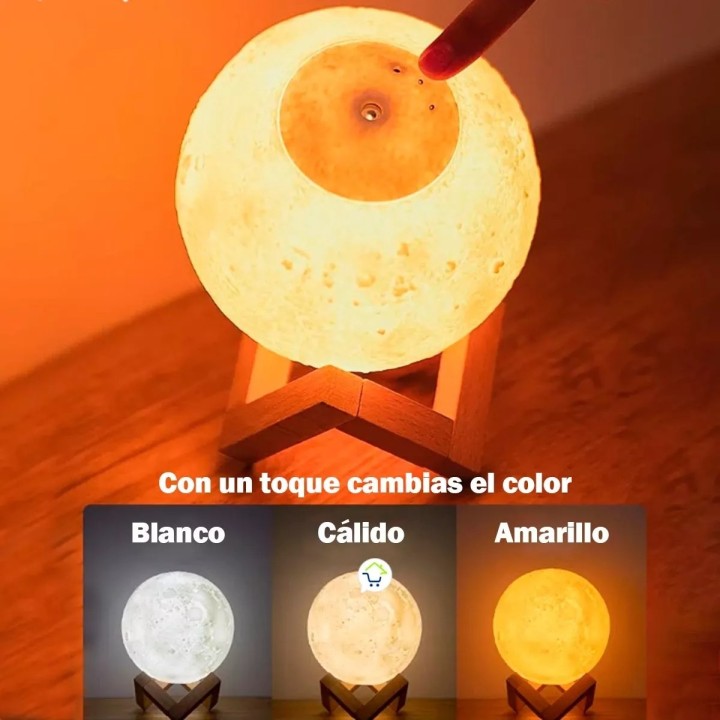 Humidificador Lámpara Luna Led Difusor Aroma Recargable