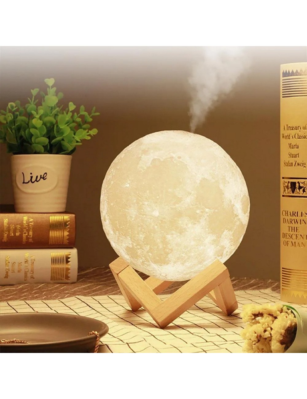 Humidificador Lámpara Luna Led Difusor Aroma Recargable