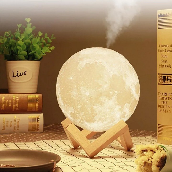 Humidificador Lámpara Luna Led Difusor Aroma Recargable