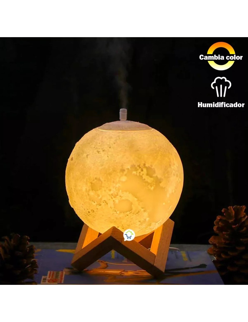 Humidificador Lámpara Luna Led Difusor Aroma Recargable