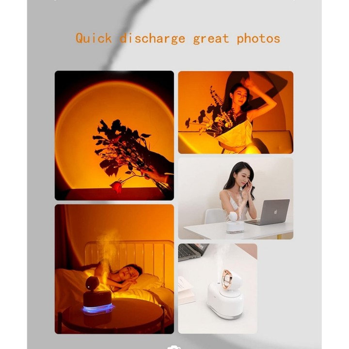 Mini Humidificador Aromas Usb Lampara Led Luz Atardecer