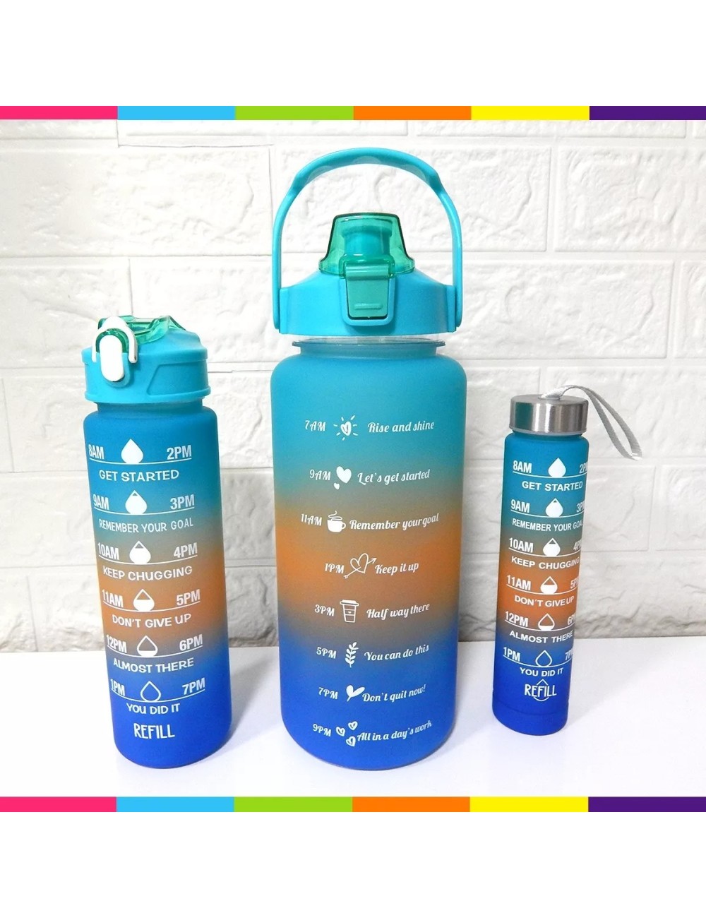 Set Termos Motivacionales Kit 3 En 1 Portable Premium