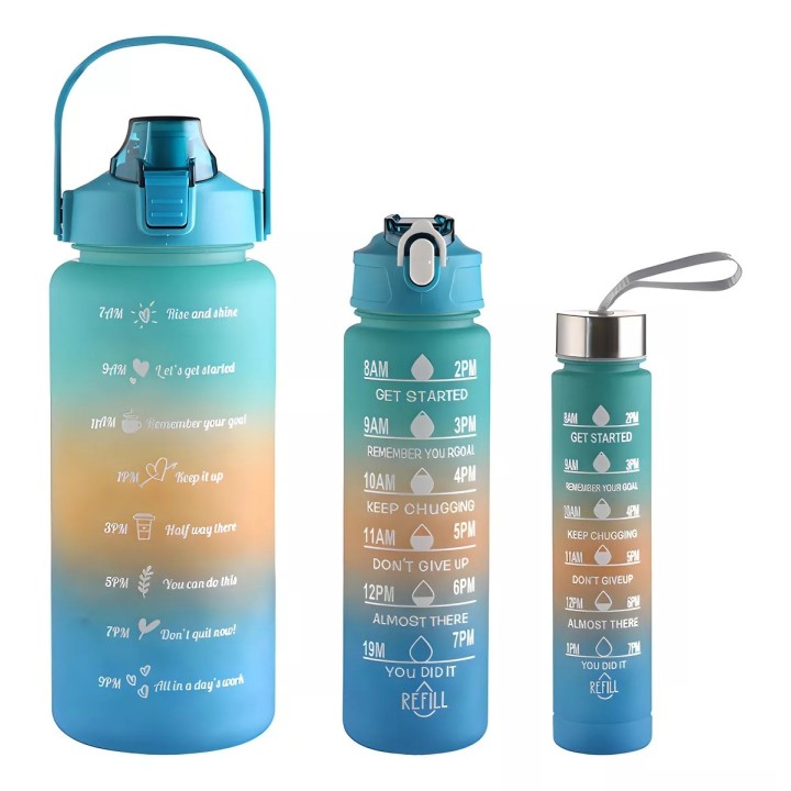 Set Termos Motivacionales Kit 3 En 1 Portable Premium