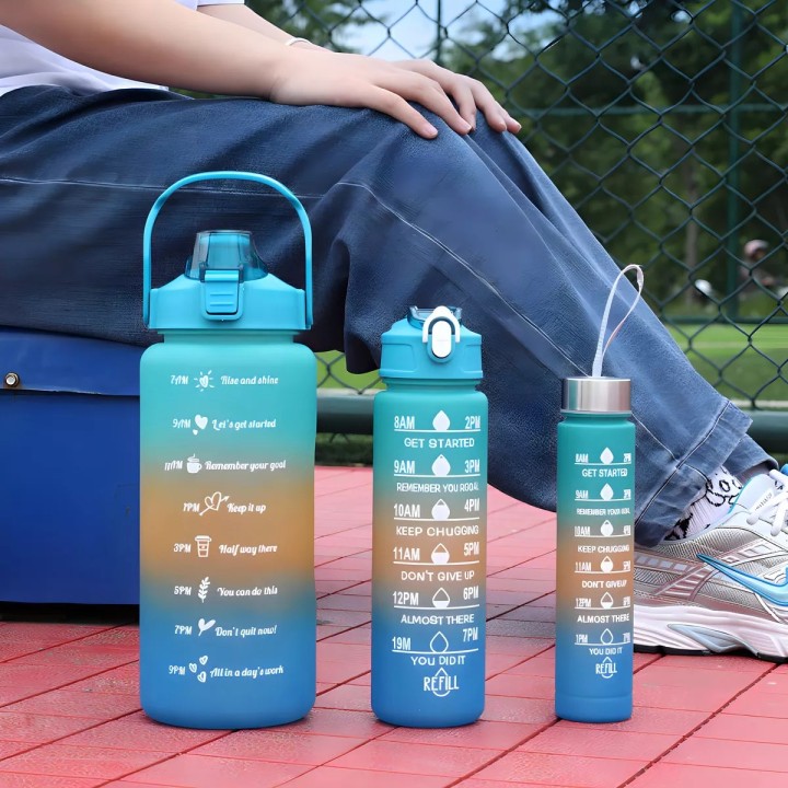 Set Termos Motivacionales Kit 3 En 1 Portable Premium