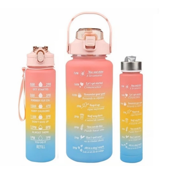 Set Termos Motivacionales Kit 3 En 1 Portable Premium