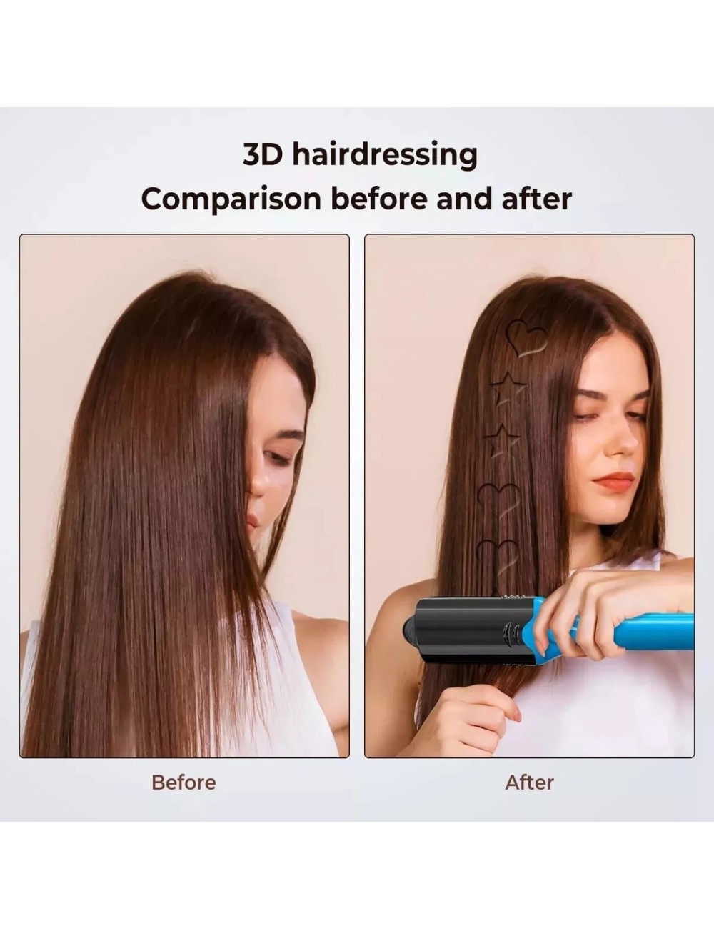 Peine Alisador De Cabello Con Estampado 3d Love Star Figuras