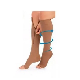 Medias De Compresion Anti Varice - Con Cremallera Beige