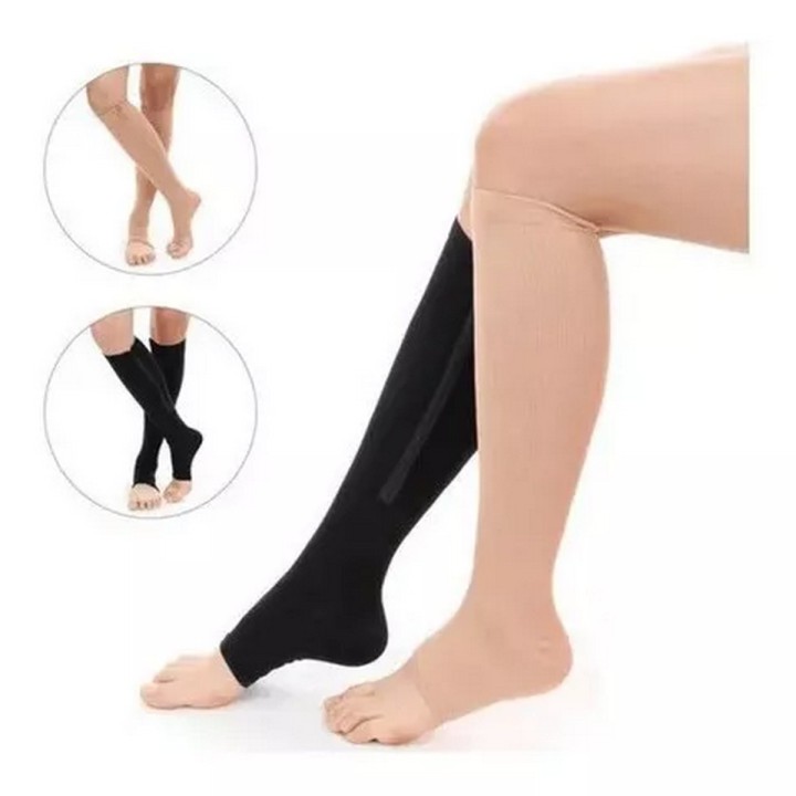 Medias De Compresion Anti Varice - Con Cremallera Beige