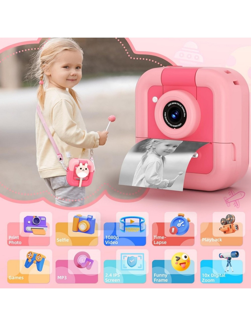 Cámara Instantánea Niñas Con Impresión Cámara Video Digital