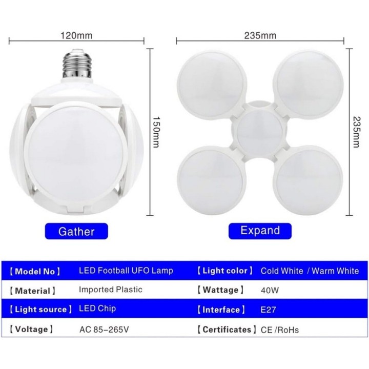 Foco Lámpara Bocina Led Rgb Bluetooth Control 4 Aspas Musica