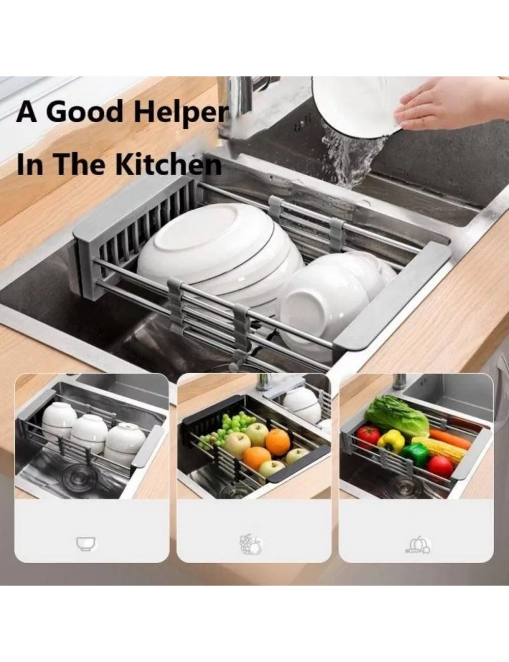 Escurridor Para Trastes, Verduras Ajustable Fregadero