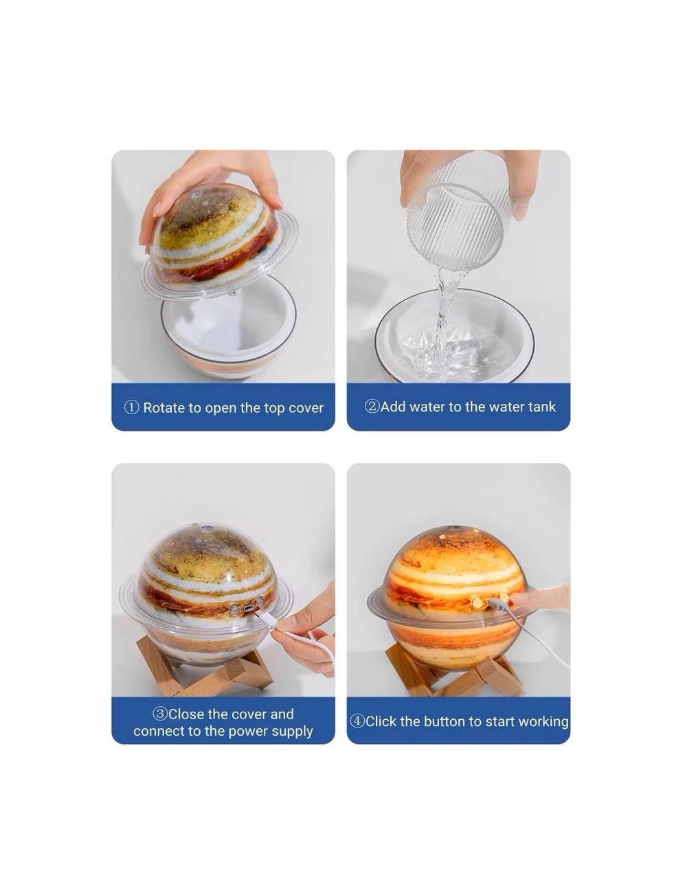 Humidificador Lámpara Planeta Led Difusor Aroma Recargable