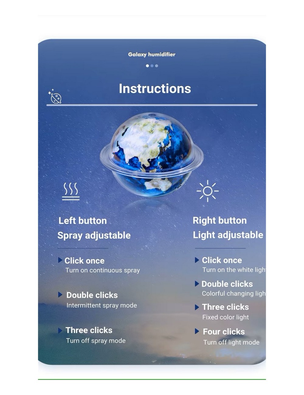 Humidificador Lámpara Planeta Led Difusor Aroma Recargable