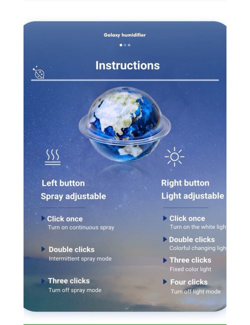 Humidificador Lámpara Planeta Led Difusor Aroma Recargable