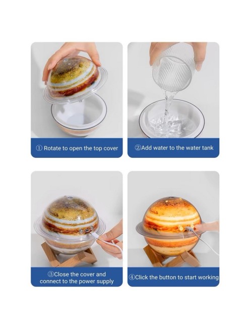 Humidificador Lámpara Planeta Led Difusor Aroma Recargable