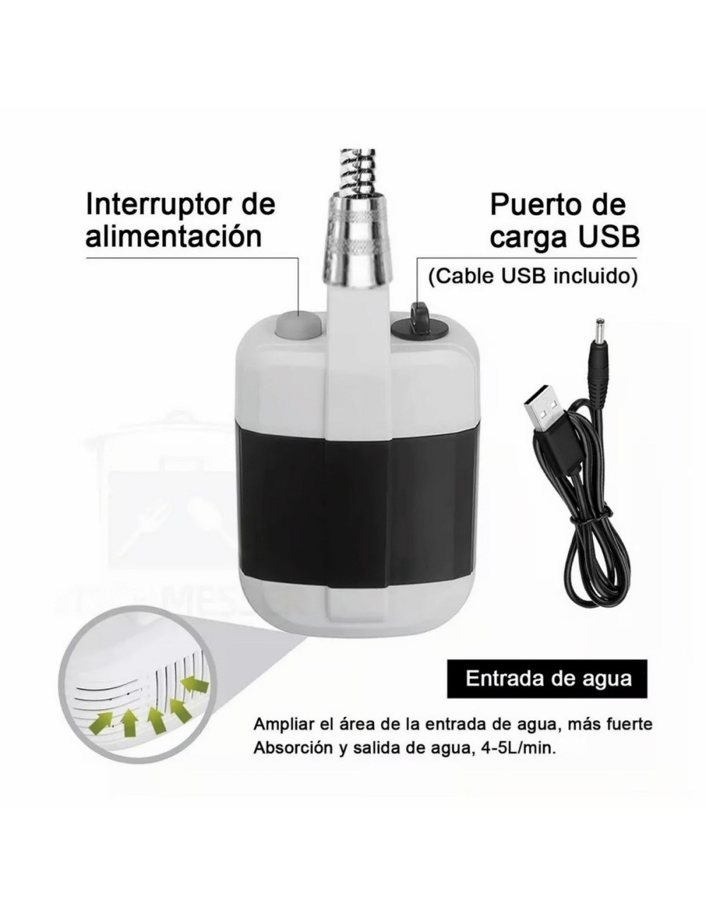 Ducha Portátil Recargable Usb Camping Exteriores Aire Libre