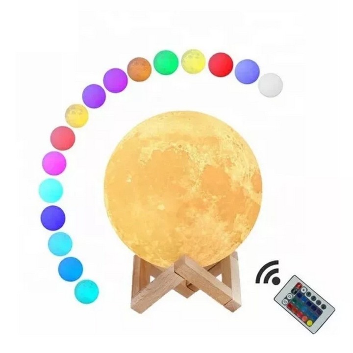 Lámpara De Luna 16 Colores Con Contról Remoto Conexion Usb