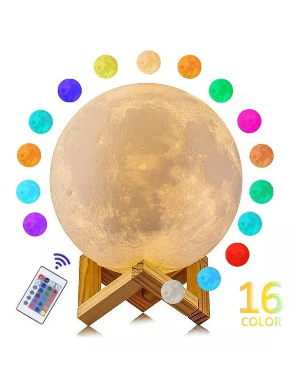 Lámpara De Luna 16 Colores Con Contról Remoto Conexion Usb