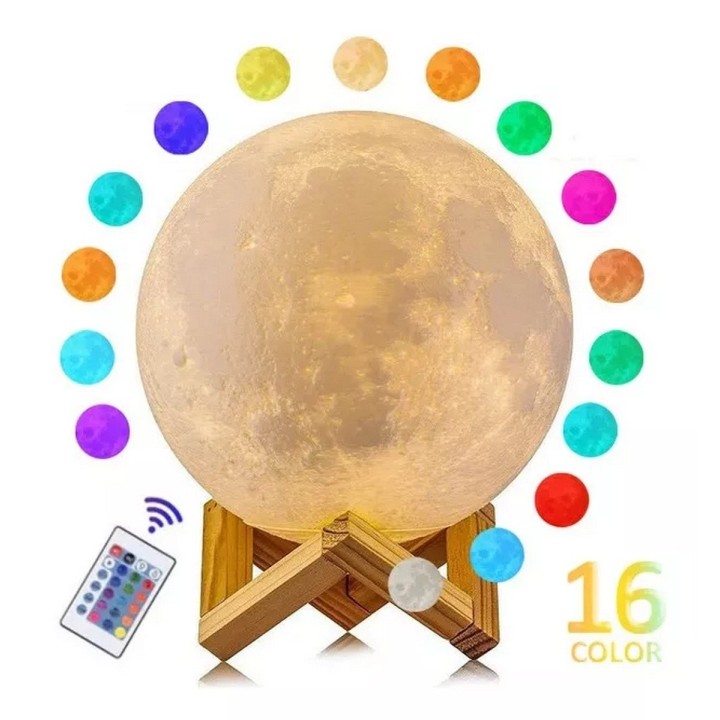 Lámpara De Luna 16 Colores Con Contról Remoto Conexion Usb