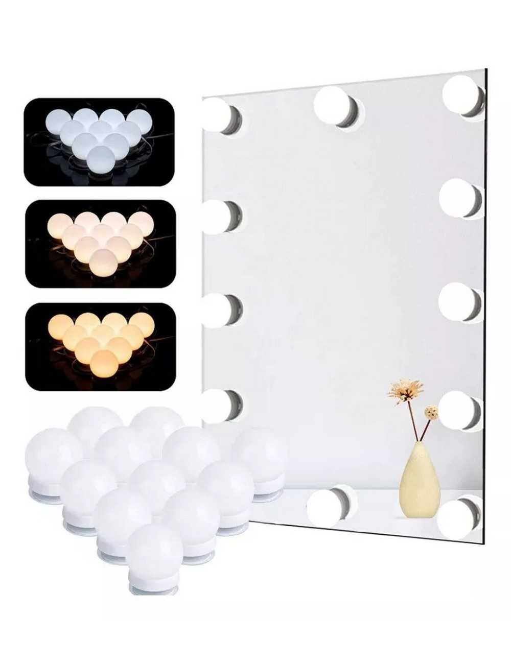 Serie De Luces Para Espejo De Maquillaje 10 Foco Led Tocador