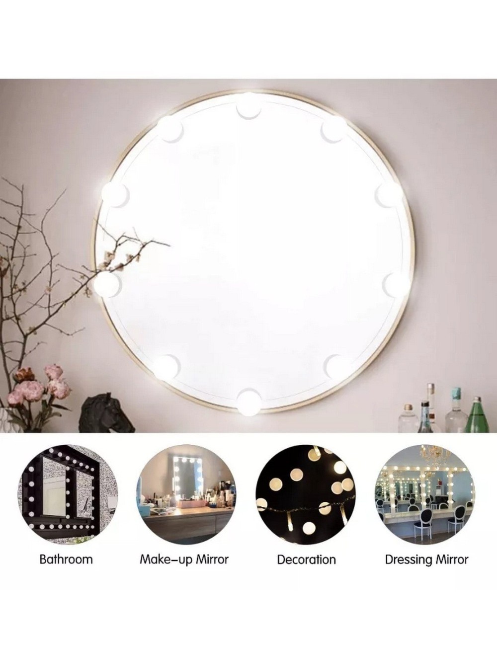 Serie De Luces Para Espejo De Maquillaje 10 Foco Led Tocador