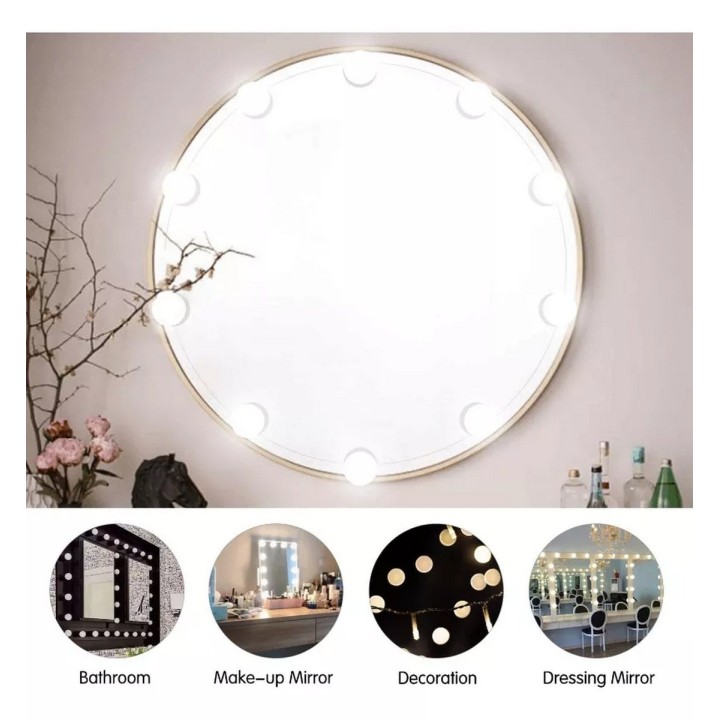 Serie De Luces Para Espejo De Maquillaje 10 Foco Led Tocador