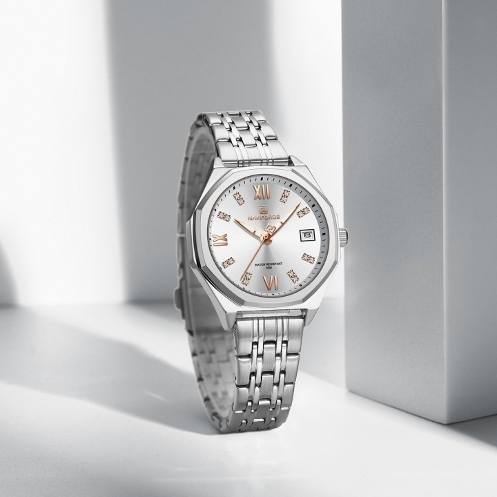 Reloj Naviforce Casual Nf5052 Mujer Acero + Estuche