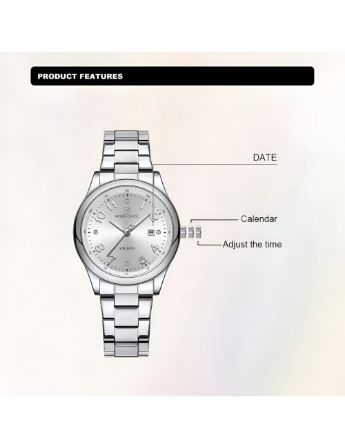 Reloj Naviforce Casual Nf5059 Mujer Acero + Estuche